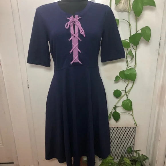 Anthropologie Mauve Dress Large Fit & Flare New pockets - Picture 3 of 13